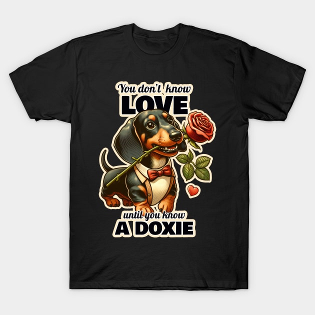 Dachshund Valentine's day T-Shirt by k9-tee